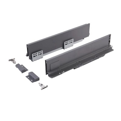 Dark grey slim soft closing tandem box drawer slide